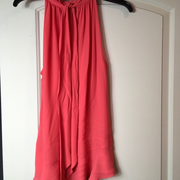 Maxstudio tie neck blouse in deep coral - Picture 4 of 14